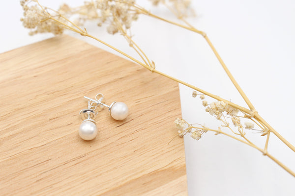 Perlen Ohrringe Silber mit Stecker