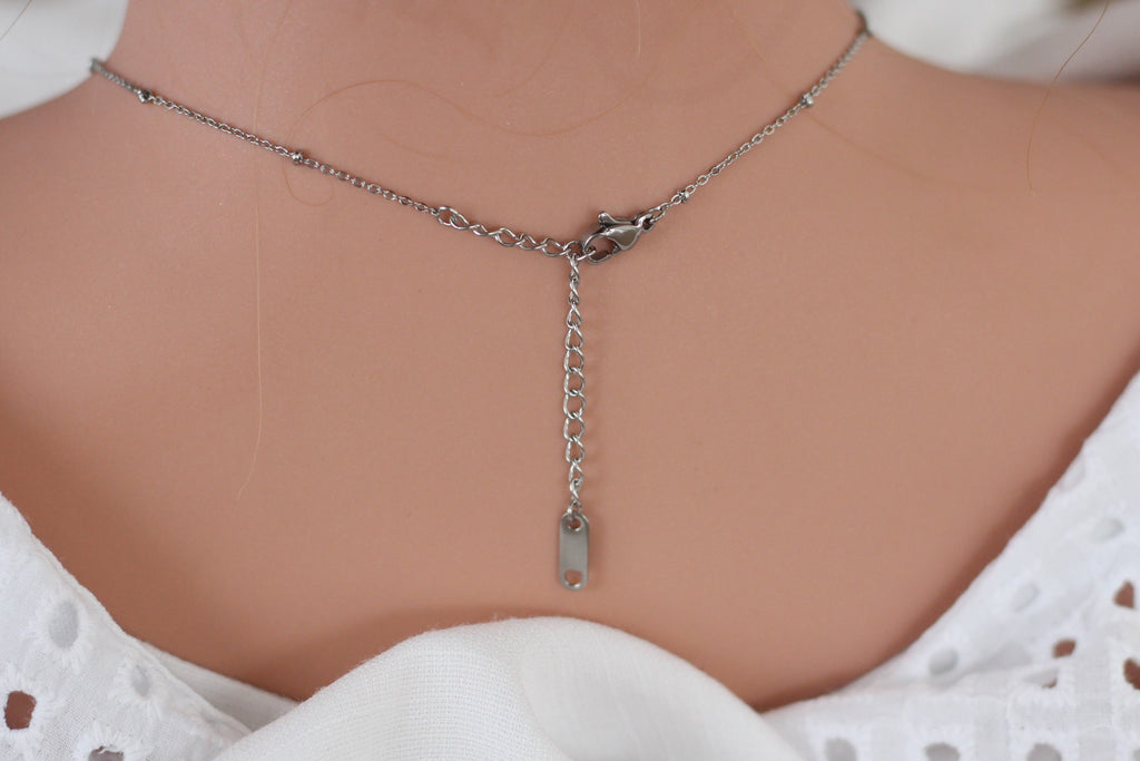 Verlängerungs Verschluss Edelstahl Halskette mit Herz Angänger silber