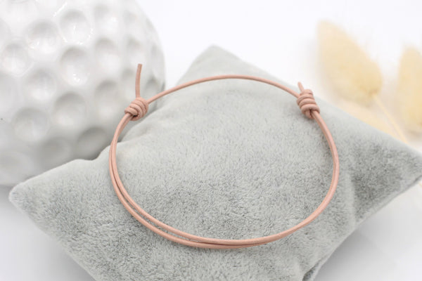 Partnerarmband aus Leder in rosepeach matt 1mm Damen als Pärchen Armband mit verstellbarem Schiebeknoten Verschluss