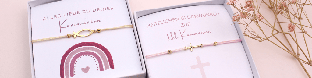 Geschenke für Kommunion, Konfirmation und Firmung als Kommuniongeschenke für Mädchen & Jungen, Kommunionsschmuck & Armbänder mit Kreuz, Ichthys Fisch oder Engel aus 925 Silber