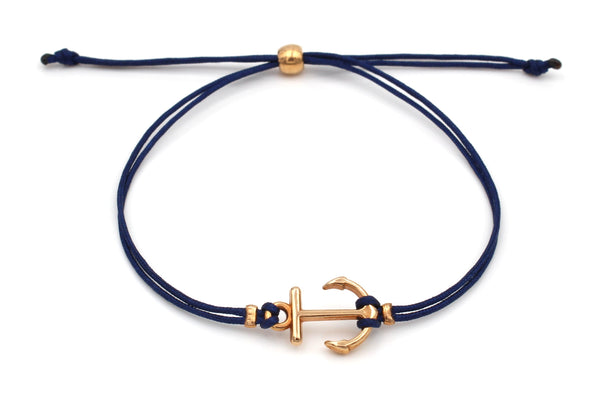blaues Armband Anker für Damen in rosegold mit Kugel Verschluss