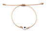 Rosenholz Farbenes Markamee Armband mit geflochtenem Verschluss, weißem Herz und rosegoldfarbenen 925 Silber Perlen