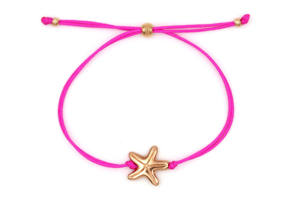 Armband Seestern in rosa mit Anhänger in gold oder rosegold erhältlich