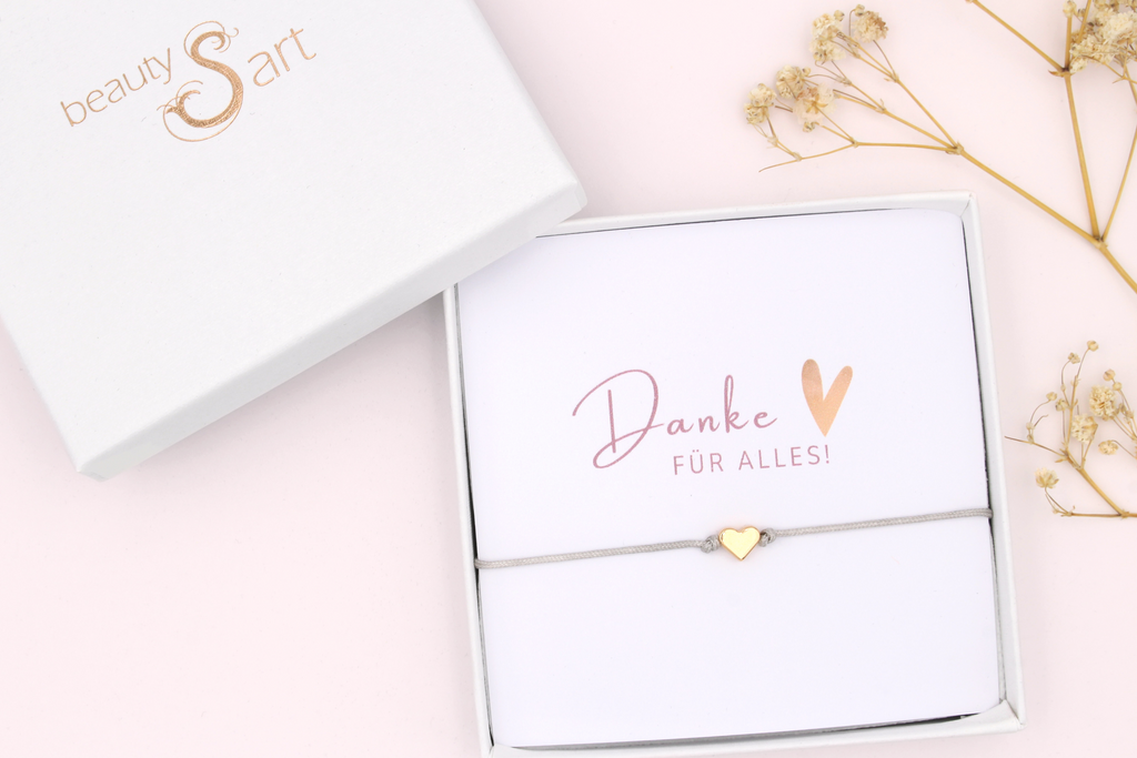 Filigranes Makramee Armband mit Karte und Schmuckschachtel für Mama, Schwester oder Freundin Einfach mal Danke zu sagen