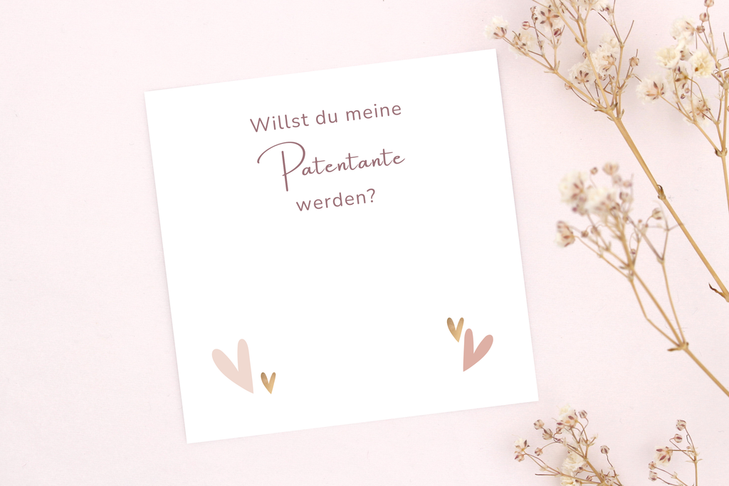 Karte Patentante fragen als kleine individuelle Geschenkverpackung für dein Armband 