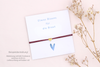 Beispieldarstellung der blauen Karte mit einem Herz Armband für deiner Freundin eine kleine Geschenkidee zur Hochzeit zu schenken