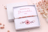 Rosa Blumenmädchen Armband mit Karte  zum fragen "Möchtest du unser Blumenmädchen sein?"
