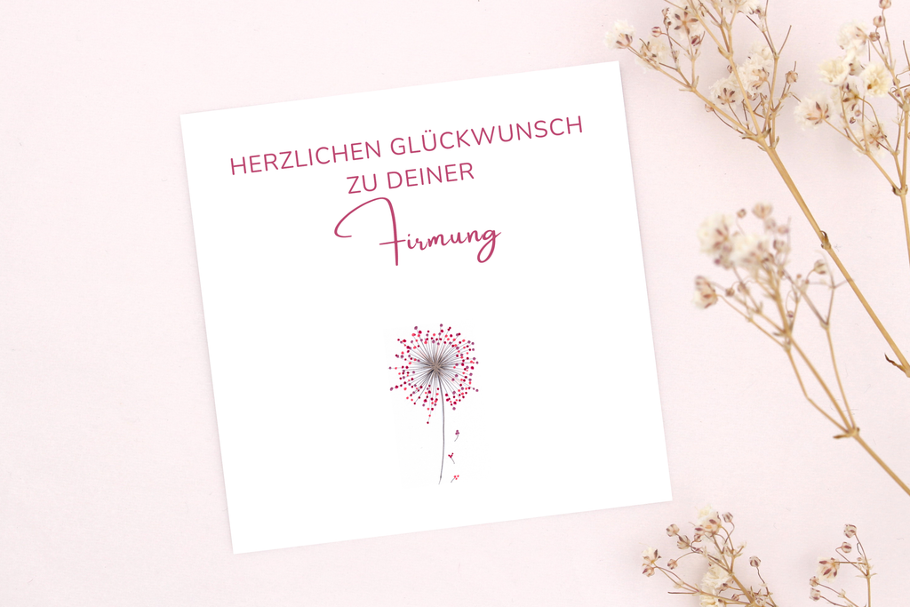 Kleine Karte zur Firmng mit Pusteblume für Armbänder und Schmuck on Beautysart Design
