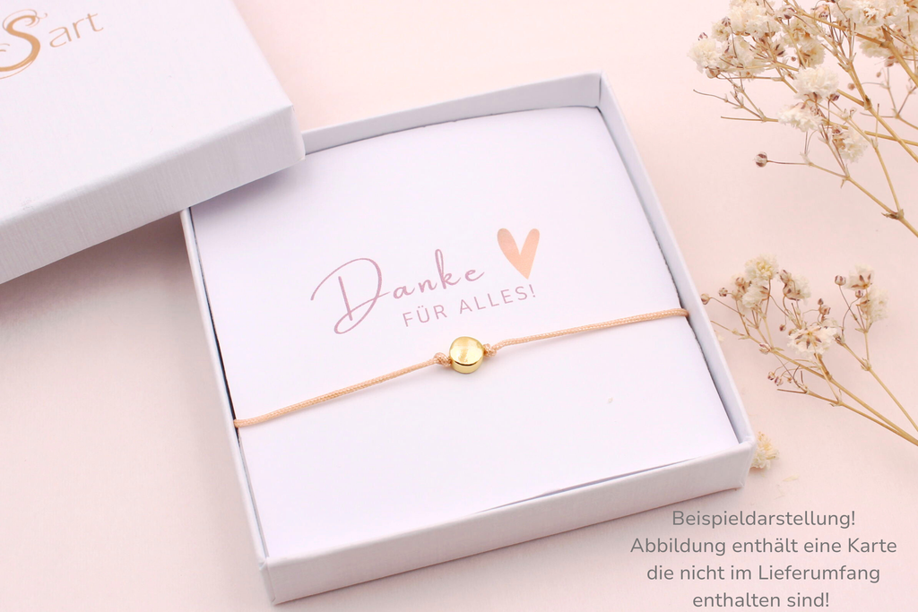 Armband mit flacher Perle925 Silber vergoldet mit Dankes Karte verpackt in einer Schmuckschachtel