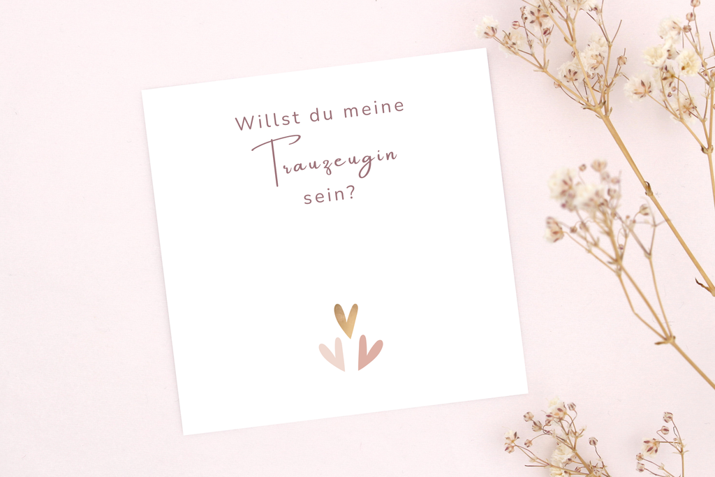 Wilst du meine Trauzeugin sein Karte mit Herzen, passend für ein Armband von Beautysart Design