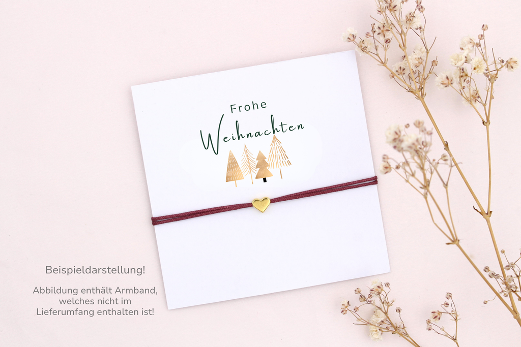 Beispieldarstellung der Weihnachtskarte mit einem Armband für deine Mama oder Freundin als kleines Wichtelgeschenk