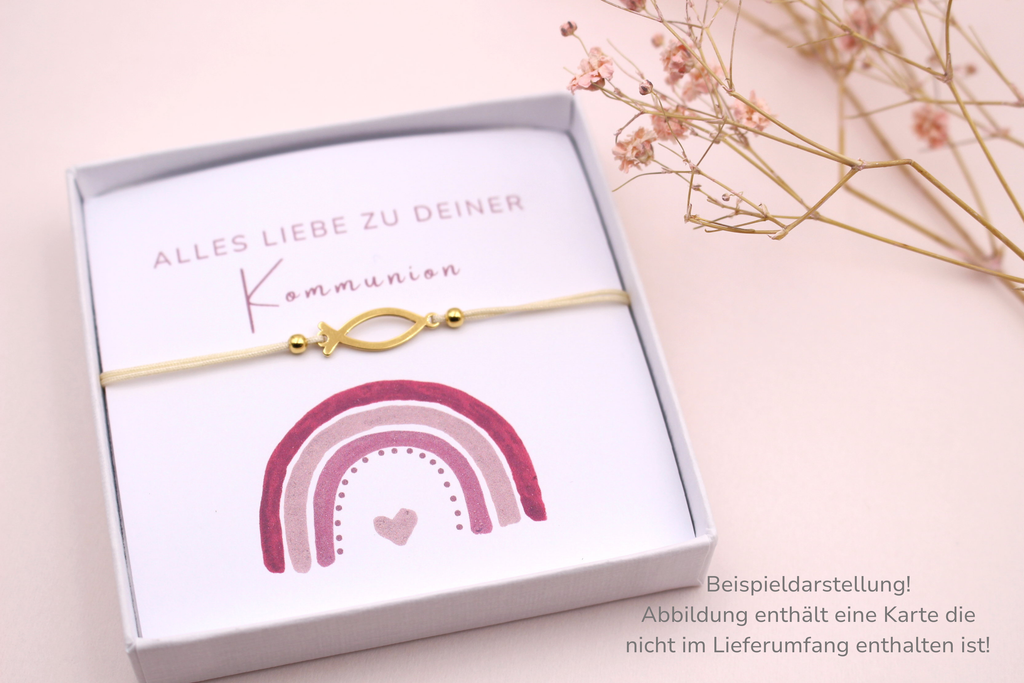 Kommunionsarmband mit Ichthys Fisch 925 Silber vergoldet als kleine Geschenkidee für das Kommunionkind.