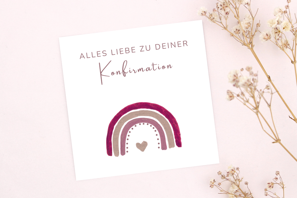 Glückwunschkarte für ein Armband und Schmuck zur Konfirmation mit Spruch: alles Liebe zu deiner Konfirmation