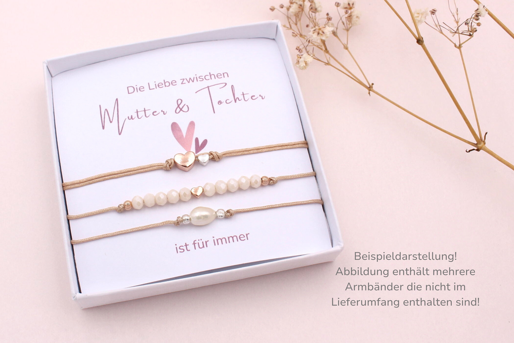 Beispieldarstellung mehrerer Armbänder als Mutter Tochter Schmuck Geschenk zu Muttertag & Valentinstag