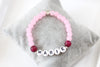 personalisiertes Namensarmband pink brombeere mit Herz Farbe silber und deinem Wunschnamen