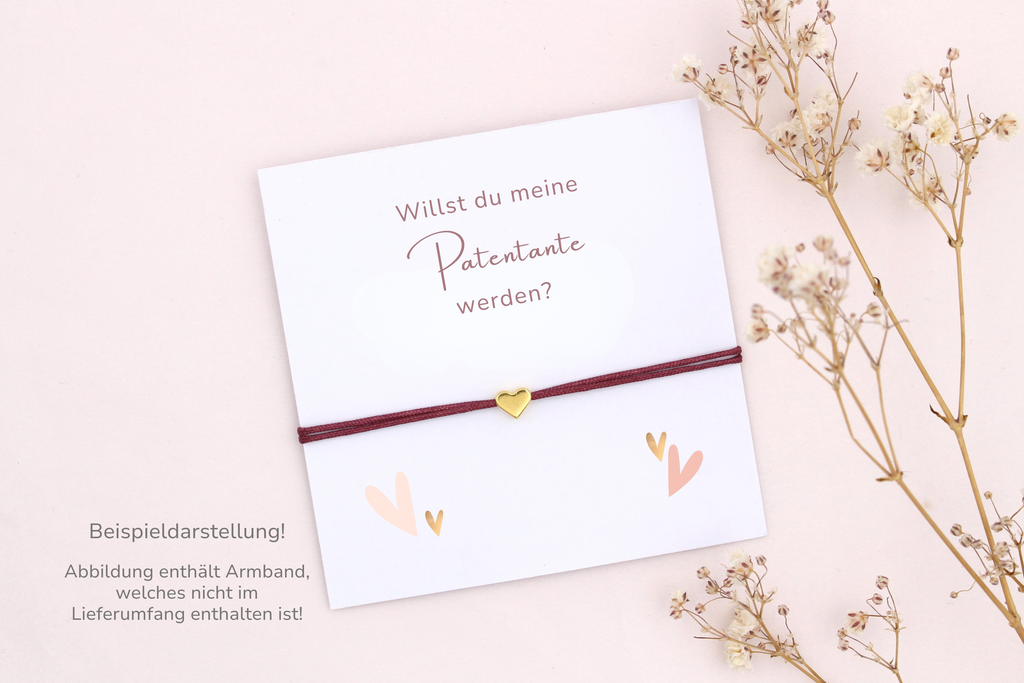 Beispieldarstellung der Karte für die Patentante zu fragen mit einem Armband