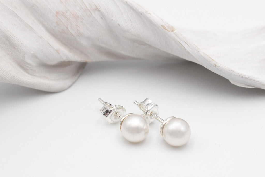 weiße Perlen Ohrringe 925 Silber