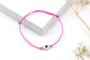 rosa Armband Herz mit Schiebeknoten Verschluss und kleinen Metallperlen in silber gold oder rosegoldfarben