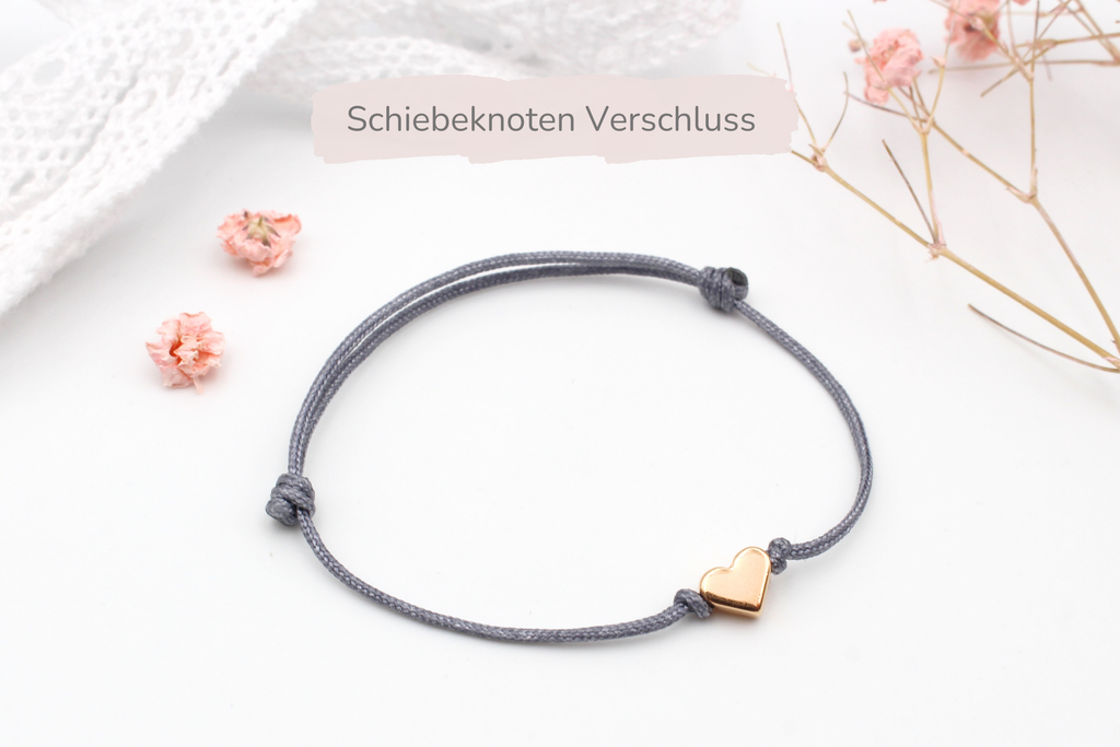Schiebeknoten Armband mit Herz