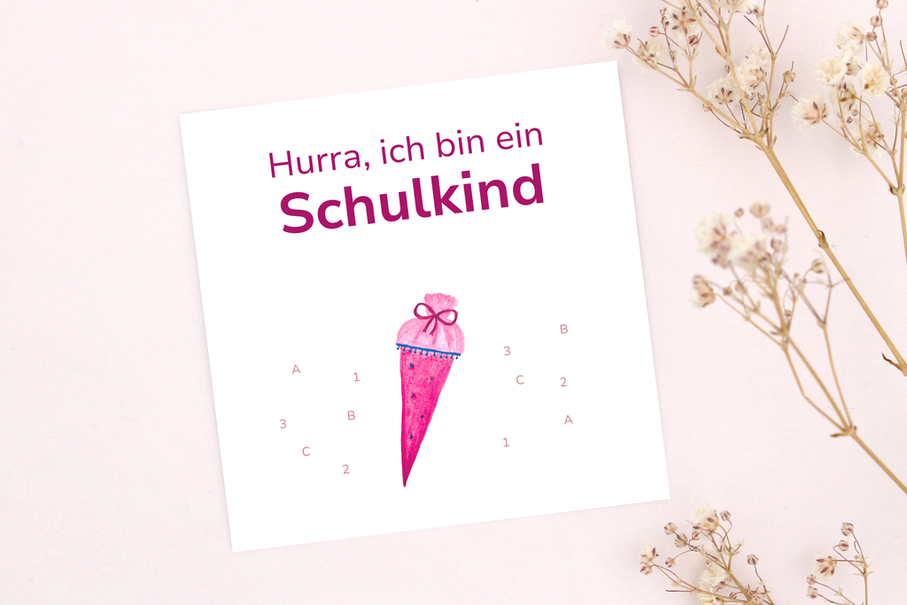 Schulkind Karte mit Schultüte, passend zu einem Schmuckstück von Beautysart Design