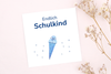 Endlich Schulkind Karte mit bluaer Schultüte für dein Armband von Beautysart Design als kleines Geschenk