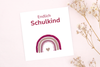 Endlich Schulkind Karte mit rosa Regenbogen für dein Armband von Beautysart Design