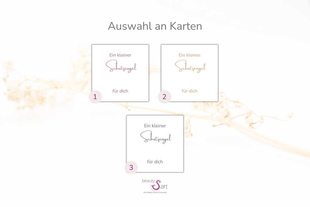 Übersicht über die Auswahl an Karten für dein Schutzengel Armband