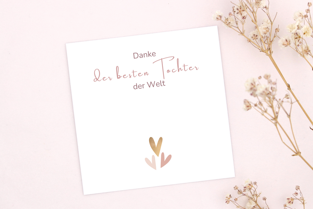 Karte für Armband m der besten Tochter der Welt mit einem Schmuckstück danke zu sagen.