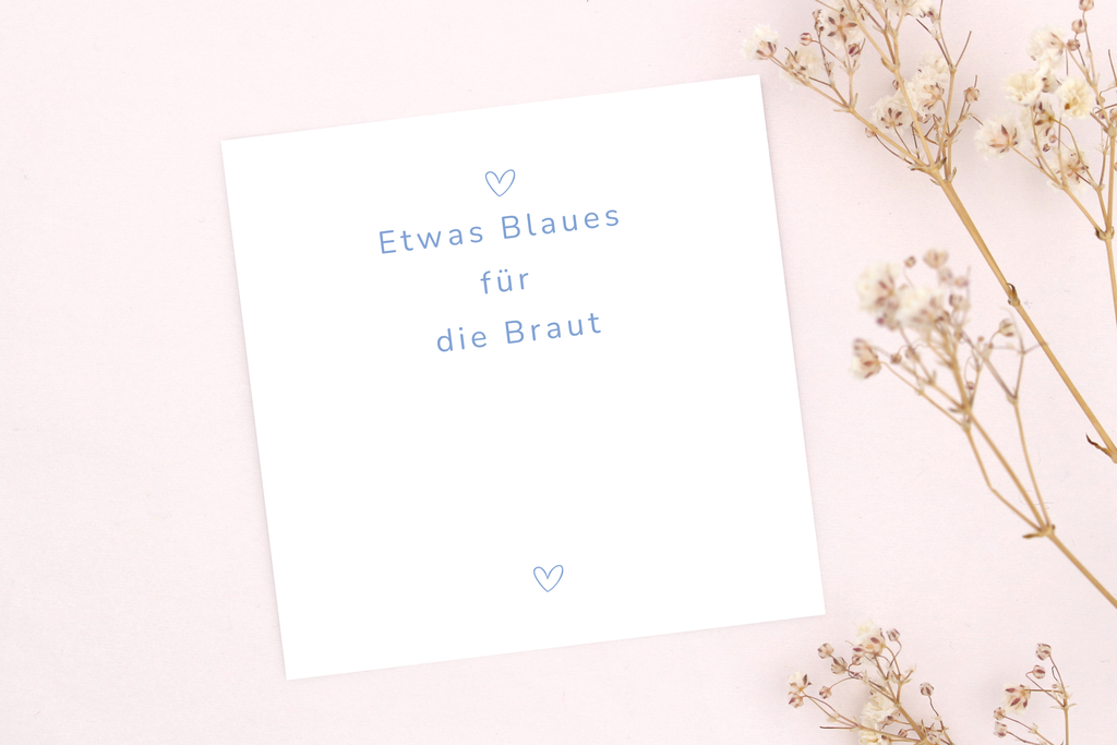 Etwas blaues für die Braut Karte als Ergänzung für ein blaues Braut Armband zur Hochzeit