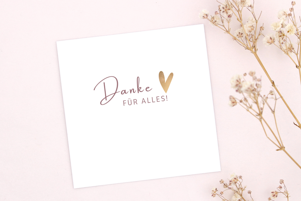 Kleine Grußkarte oder Dankekarte um einem Menschen auf besondere Art und Weiße danke zu sagen.