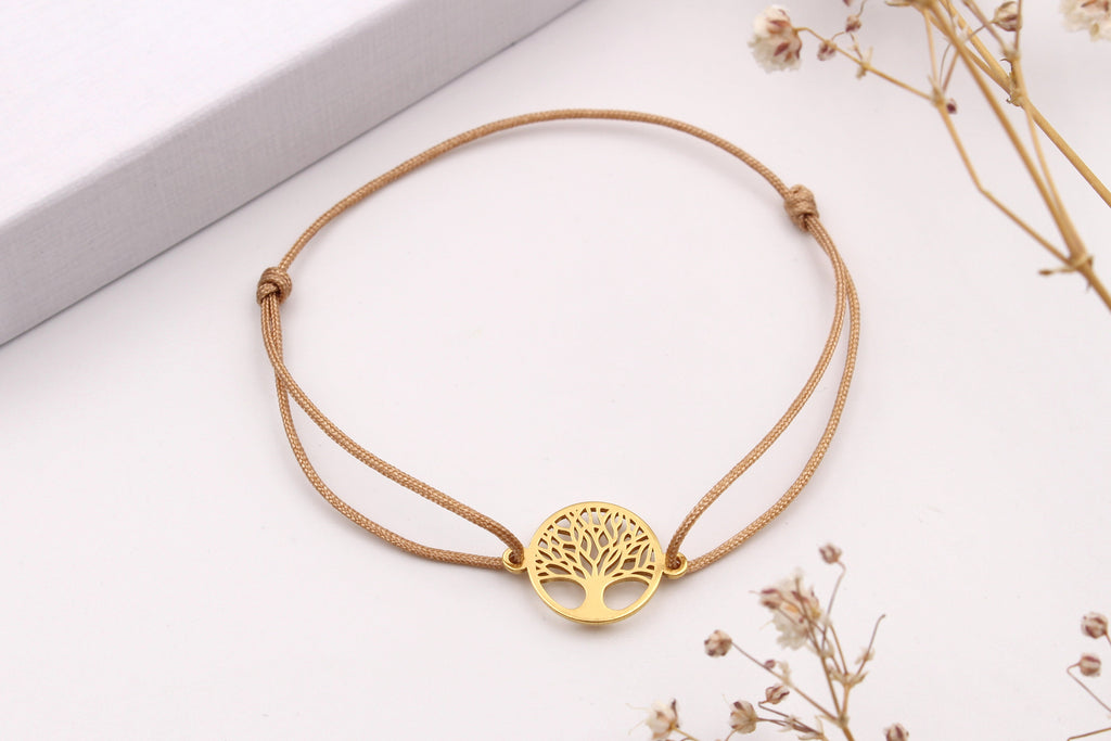 Makramee Armband Lebensbaum mit Schiebeknoten Verschluss als Geschenkidee für Damen