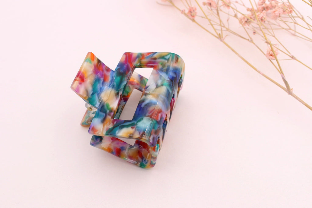 bunte Haarklammer im sommerlichen bunt gefleckten Design für kleine Frisuren