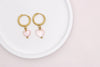 Creolen Ohrringe mit Perlen Herz Anhänger in rose und goldfarben