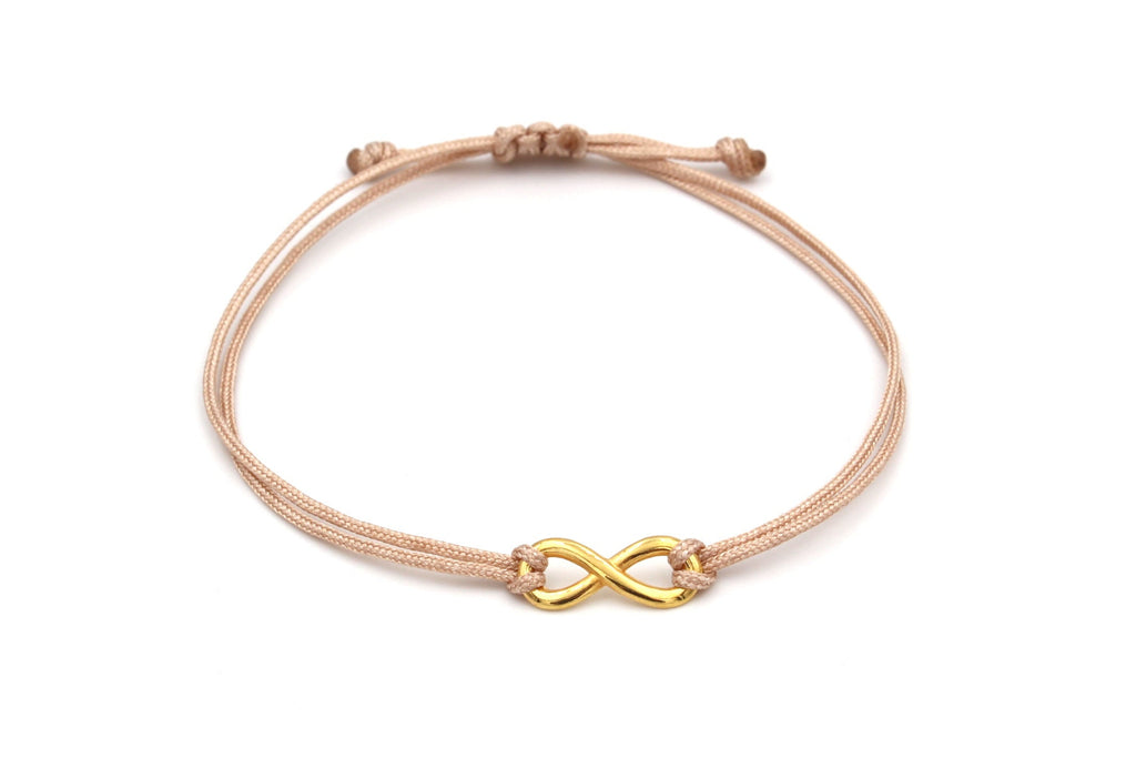 Makramee Armband in Rosenholz mit Infinityknoten in goldfarben