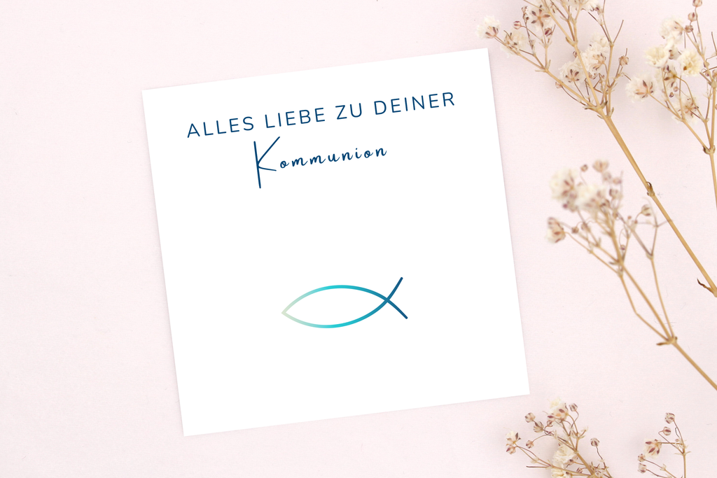 Ichthys Fisch Karte in blau, passend zu Armbändern von Beautysart
