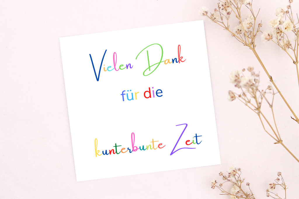 Kita Abschiedskarte Vielen Dank für die kunterbunte Zeit, passend für dein Armband von Beautysart Design