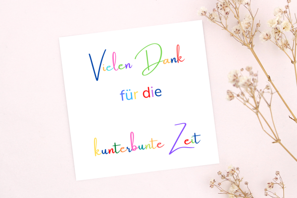 Kita Abschiedskarte Vielen Dank für die kunterbunte Zeit, passend für dein Armband von Beautysart Design