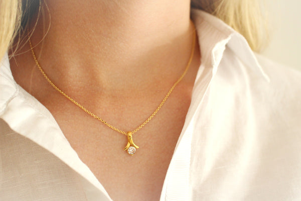 Mutter Töchter Kette mit Anhänger und Zirkonia Stein in 925 Silber vergoldet