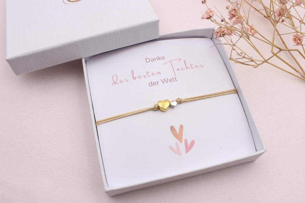 Mutter Tochter Armband mit Karte " Danke der besten Tochter der Welt" in edler Schmuckschachtel verpackt