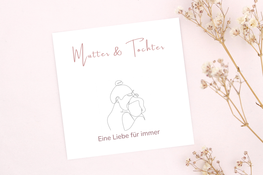 Mutter Tochter Karte als besondere Geschenkidee zu deinem Armband mit dem Text: Mutter & Tochter, eine Liebe für immer