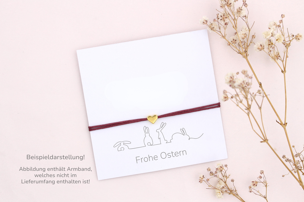 Beispieldarstellung der Frohe Ostern Karte mit einem Armband