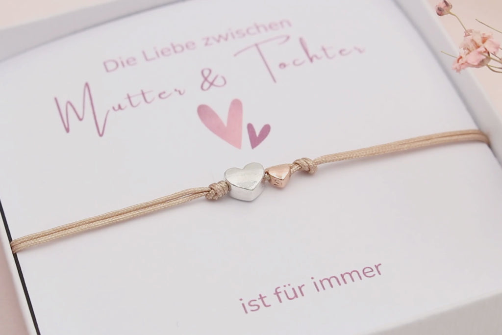 Video Mutter Tochter Armband mit Karte Die Liebe zwischen Mutter & Tochter ist für immer