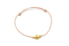 Makramee Armband in rosenholz mit goldfarbener Schildkröte und verstellbarem Schiebeknoten Verschluss