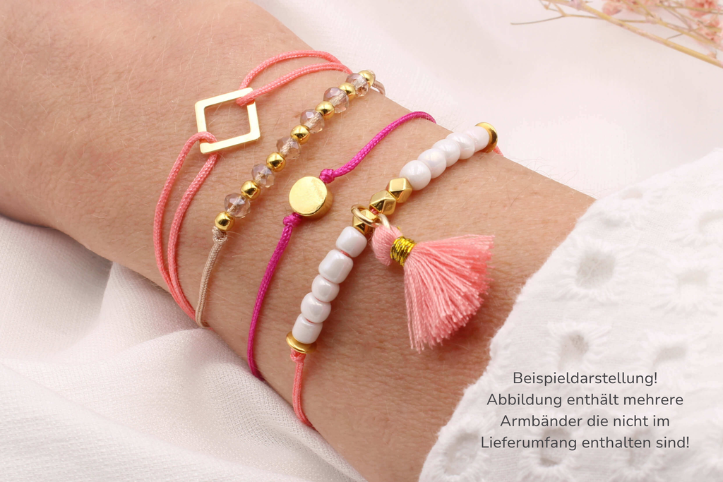 filigrane Makramee Armbänder im 4 er Set mit 925 Silber Anhängern als Geschenkidee für Damen zum Geburtstag oder Weihnachten