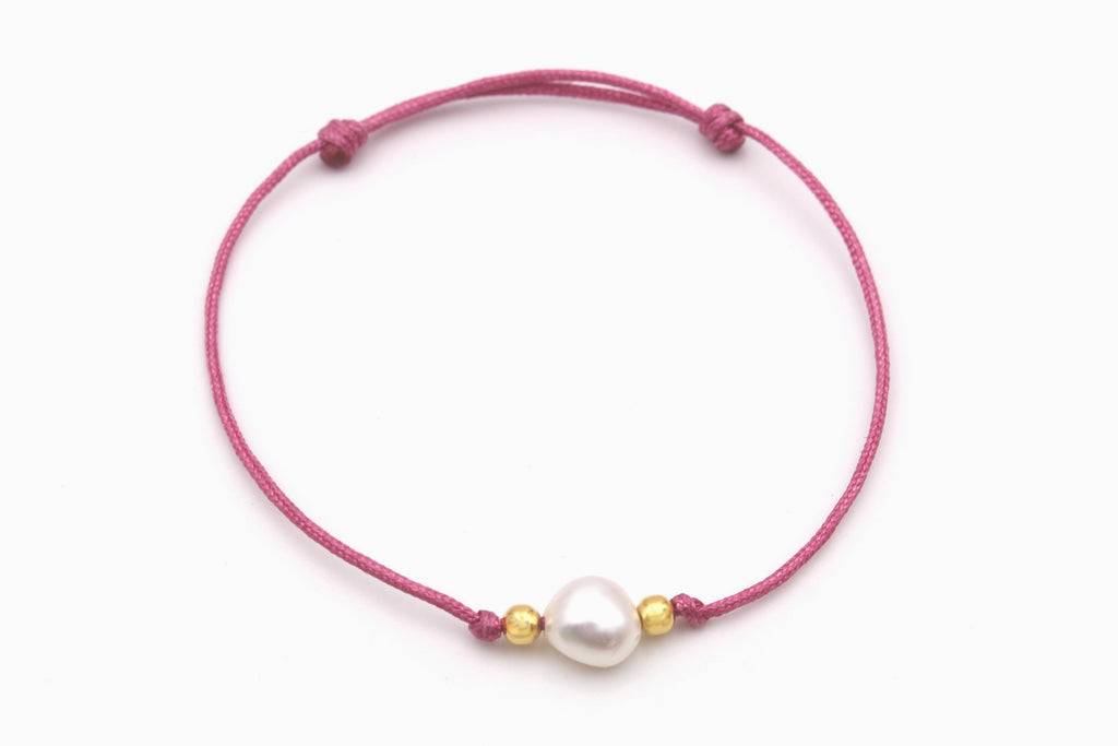 bracelet mit Süßwasserperle und 925 Silber Perlen in gold