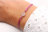 Armband Rosenquarz aus Makramee und 925 Silber Rosé vergoldet