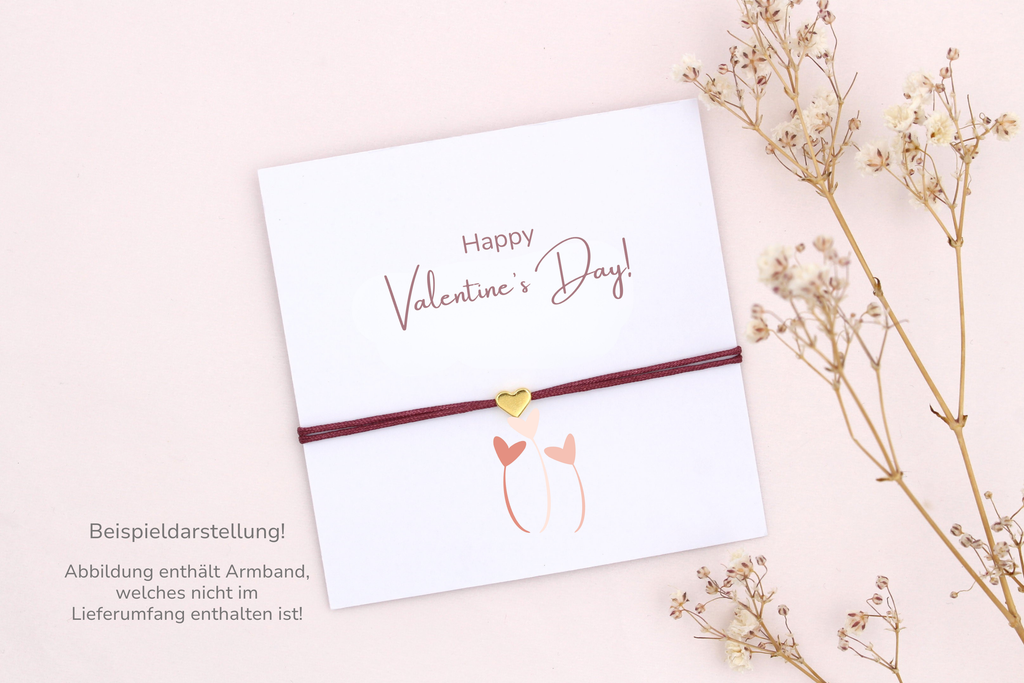 Beispieldarstellung der Valentinstags Karte mit Armband
