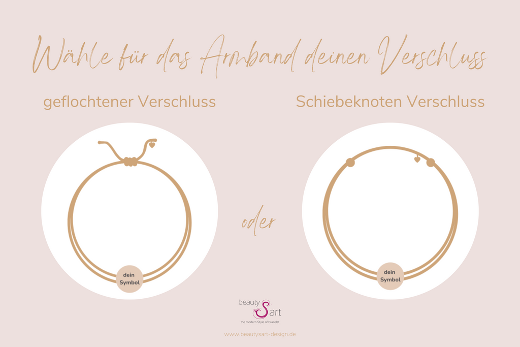 Auswahl des Schiebeknoten oder geflochtenen Makramee Verschlusses für dein Armband