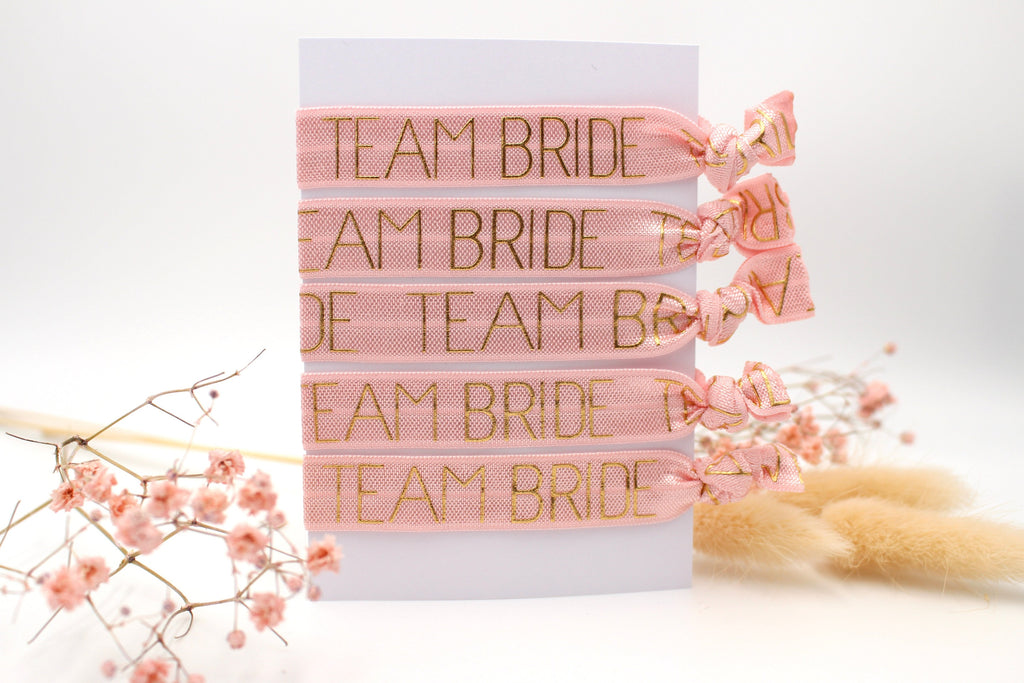 5er Set rosa Team Bride Armband und Team Braut zur Hochzeit