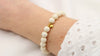 Perlenarmband creme matt Herz Anhänger Farbe gold, Armband Perlen 8mm, Herzarmband